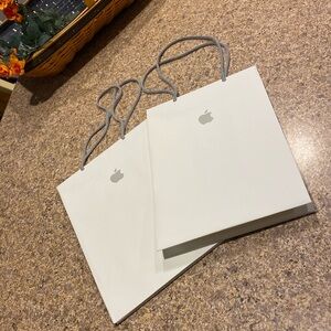 2 Apple White Paper Shopping Bags